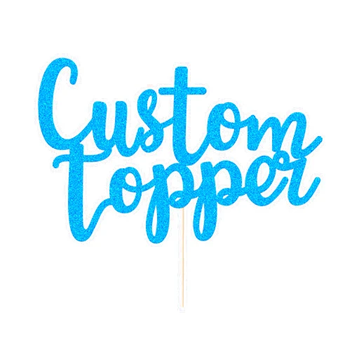 EDSG Custom Cake Topper, Personalized Double Sided Glitter Cake Topper with Any Text Numbers, 11 Colours for Birthday Wedding Anniversary Graduation Baby Shower (Blue)