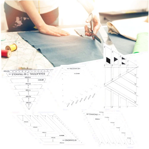 Ariarly Patch Work Ruler, Pack of 5 Quilt Templates Transparent Sewing Cutting Craft Manual DIY Tools
