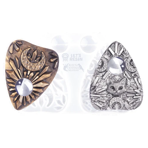 LET'S RESIN X Ravn Cotino Crescent Cat Planchette Resin Molds, Silicone Planchette Molds for Resin Craft, Spirit Epoxy Resin Molds Silicone for Decoration, Board Game