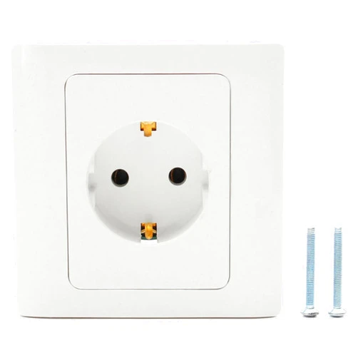 BRAVECOW Single EU German Standard Electrical Plug Socket Wall Power Outlet Panel 16A European Round Hole Power Outlet AC 250V