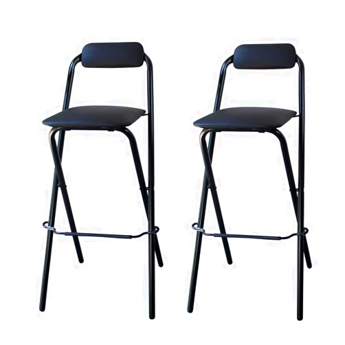 LXSEHN 2-PiecesTall Folding Bar Stool with Backrest, Portable Padded Counter Stool with Footrest, Leather Counter Collapsible Height Bar Chairs for Outdoor Kitchen Shop 26In
