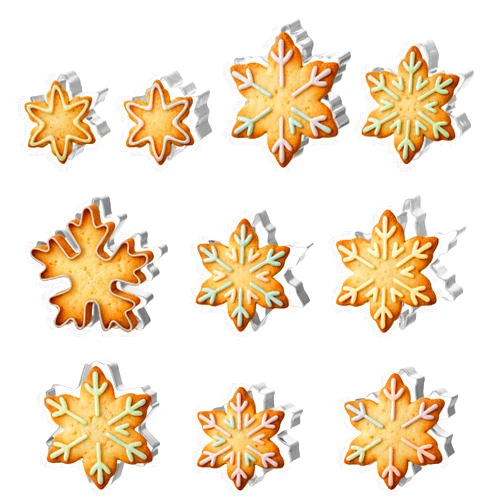 Aphumedc 10 PCS Stainless Steel Snowflake Cookie Cutter Set, Christmas Cookie Cutters for Cake Cupcake, Pastry Biscuit Fondant Cake Baking Mold for Winter Holiday Party Decorations