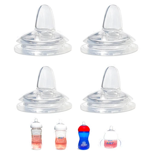 BelBeyo Sippy Spout Nipples for Philips Avent Natural Baby Bottles, My Grippy Spout Sippy Cup and Natural Trainer Sippy Cup | 4-Count | Soft Spout | Food Grade Silicone | Variable Flow (Sippy Spout Nipple)