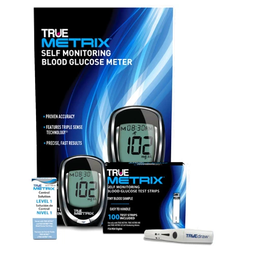 TRUE METRIX Meter Starter Kit - Blood Glucose Meter, Case, 100 Test Strips, Lancing Device, Control Solution - Fast, Easy Testing Supplies for Home Use