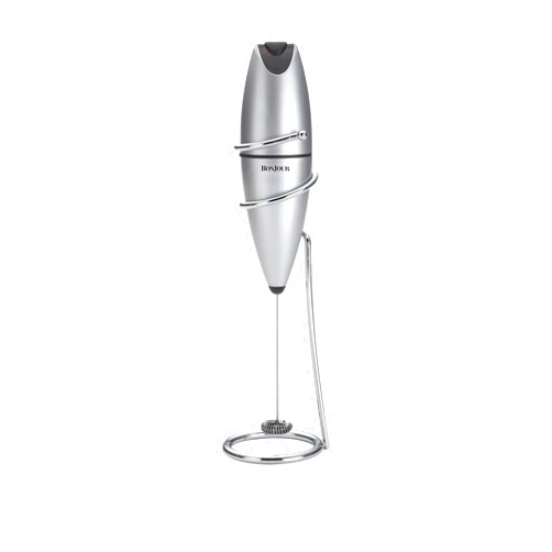 BonJour Coffee Stainless Steel Hand-Held Battery-Operated Beverage Whisk / Milk Frother, Silver