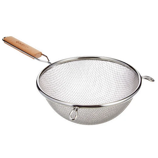 Winco MS3A-8D Strainer with Double Fine Mesh, 8-Inch Diameter, Medium, Stainless Steel, Tan