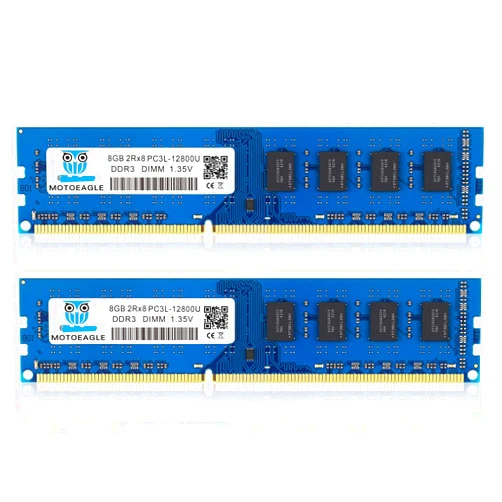 Motoeagle 16GB (2X8GB) PC3L-12800U DDR3L-1600 UDIMM RAM 2Rx8 DIMM DDR3 8GB 1600MHz PC3 12800 SDRAM 240-Pin 1.35V CL11 Non-ECC Desktop PC Memory Kit