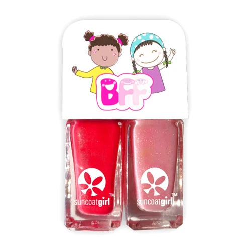 Suncoatgirl Kids Nail Polish BFF Glitter Glam Duo Set - Safe Non-Toxic Water-Based Nail Polish, Odorless, Peels Off Quickly, Nail Polish Gifts for Girls, Kids & Toddlers (Cuties)