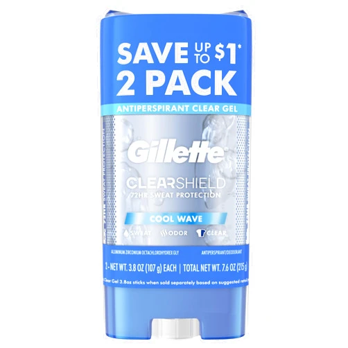 Gillette Endurance Antiperspirant / Deodorant, Cool Wave Clear Gel, 3.8 Ounce (Pack of 2), Packaging may Vary