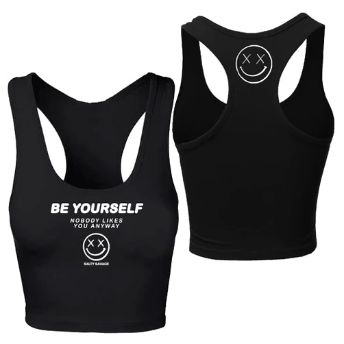 Salty Savage Ladies Be Yourself Racerback Crop Tank Top