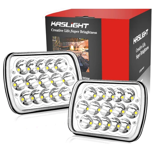 KASLIGHT H6054 LED Headlights, Pair Rectangular 5x7 7x6 LED Headlight Hi/Low Sealed Beam Replacement Headlamp Compatible with Jeep Wrangler YJ XJ Chevy Express Ford GMC Savana Toyota Pickup Truck Van