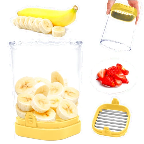 CEHNCEH Fruit Slicer Cup: Strawberry Slicer, Strawberries Cutter Cup, Speed Cutter for Banana Grape Egg Kitchen Portable Slicing Tool(Yellow)