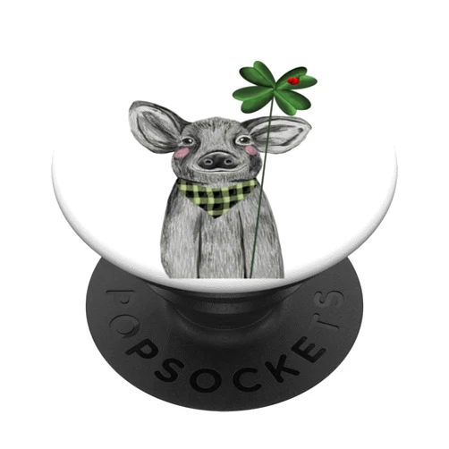 Glücksschwein Kleeblatt Glücksbringer Cute lucky pig clover leaf charm PopSockets Swappable PopGrip