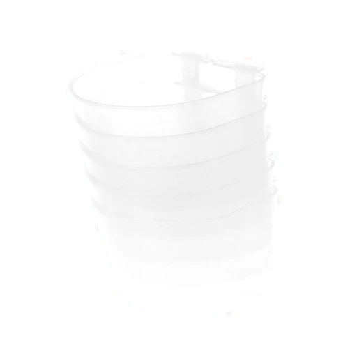 NUEAYMS 5 Pack Mini Bird Food Bowl Feeder, Parrot Bird Hamster Flat Bottom Feeding Cup Hanging Drinking Food Bowl Tools, Plastic Pigeon Bird Cage Dish Hanging Container (White)