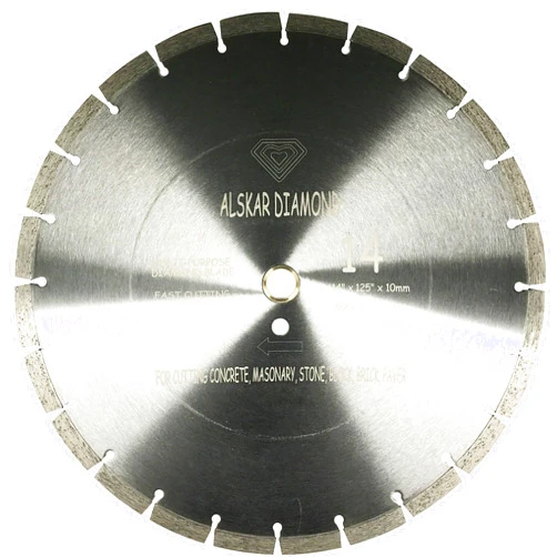 ALSKAR DIAMOND USA ADLSS 14 inch Dry or Wet Cutting General Purpose Segmented High Speed Diamond Saw Blades for Concrete Stone Brick Masonry (14