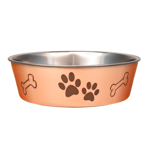 Loving Pets Bella Dog Bowls- Stainless Steel Dog & Cat Bowls - Spill Proof Dog Food Bowl, Cat Bowl, Puppy Essentials & Pet Supplies Great for Home & Travel (Large 35-65 lbs, Champagne)