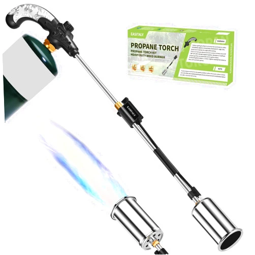 EASITALY Propane Torch Weed Burner, 1,200,000 BTU High Output Weed Torch Flame Thrower, Weed Burner Torch for Propane Tank, Blow Torch for Weeding, Charcoal Starter, Roofing, Snow Melting(Fuel Not Included)