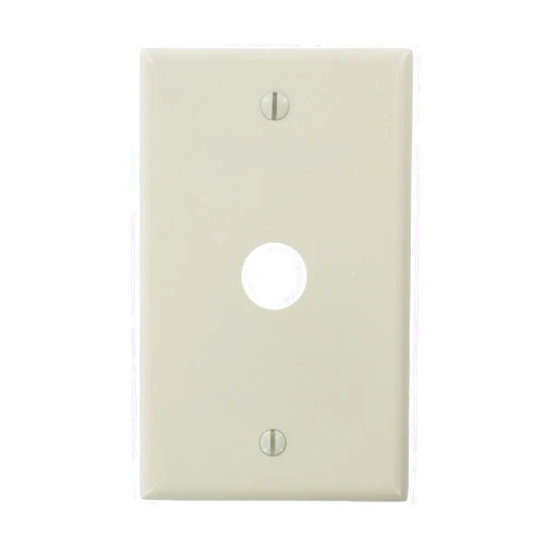 Leviton 78017-T 1-Gang .625 Inch Hole Device Telephone/Cable Wallplate, Standard Size, Thermoset, Box Mount, Light Almond