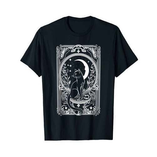Moon Tarot Card, Cat Tarot Card Crescet Moon Cute Cat Lover, Moon Tarot Card, Cat Tarot Card Crescet Moon T-Shirt