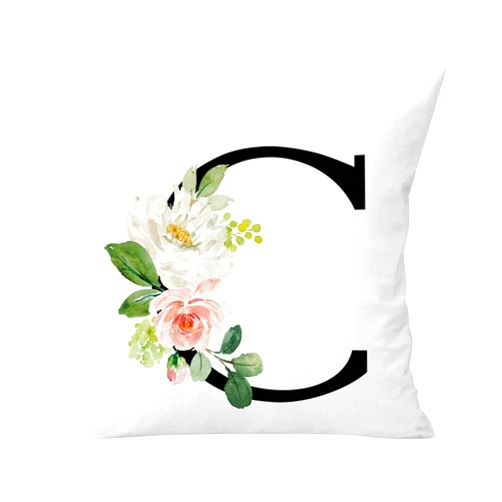 TUNKENCE Pillow Covers Throw Pillow Covers Boho Room Decor Alphabet Decorative Pillow Cases A-Z Letter Flowers Cushion Covers for Sofa Couch Spring Holiday Home Decor,18X18