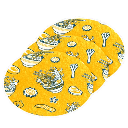KOCOART Dish Sponges Kitchen Ramen Noodle Japanese Scrub Sponge Funny Non Scratch Reusable Compressed Cellulose Sponge Hanging for Household Cleaning Washing Dishes Pots and Pans 3 Pack