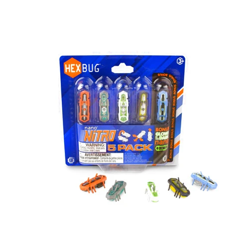 HEXBUG Nano Nitro 5 Pack - Sensory Vibration Toys for Kids and Cats - Tiny HEX Bug Children’s Toy Technology with Batteries Included - Multicolor