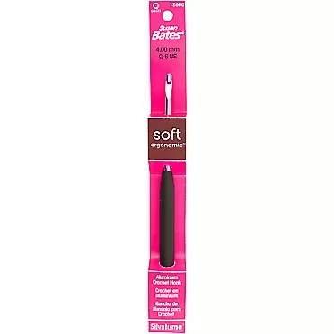 Susan Bates Silvalume Soft Handle Aluminum Crochet Hook 5.5in-Size G6/4mm