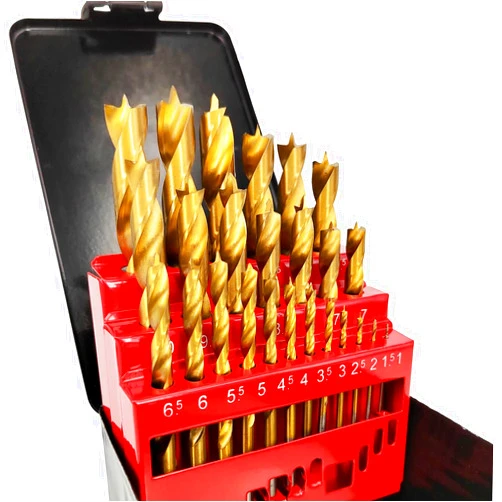 Hymnorq Brad Point Wood Drill Bits 25PC Set, Metric Size 1mm-13mm by 0.5mm in Metal Case, Titanium Coated High-Speed Steel, Perfect for DIY Woodworking Carving Engraving Drilling