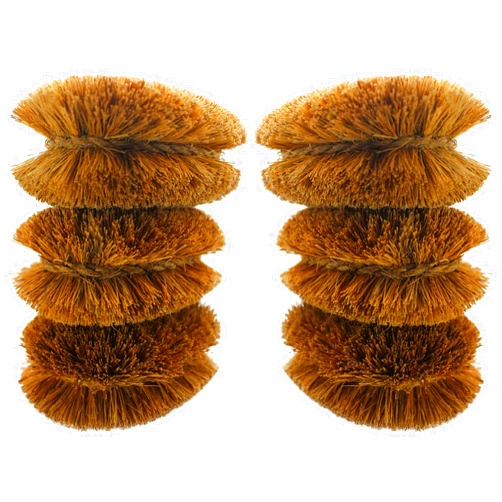 SKARBY Pack of 6 Tawashi Vegetable Brushes - Natural Coconut Fiber Scrubber, Japanese Design, Ideal for Fruits, Veggies, Cast Iron Cleaning and Household use with Wire Hanging Loop by SKARBY