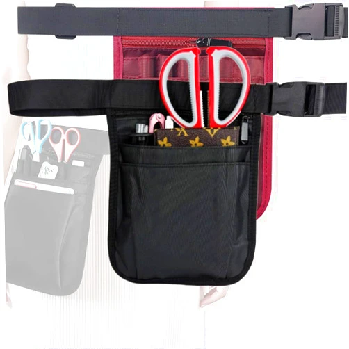 Wighamtex Nurse Fanny Pack with Medical Gear Pockets Nurse Pouch for Women Waist Pouch Organizer, Nurse Utility Belt Bag with Multiple Pockets for Scissors and Supplies, Black and Red, Set of 2 (Black and Red)