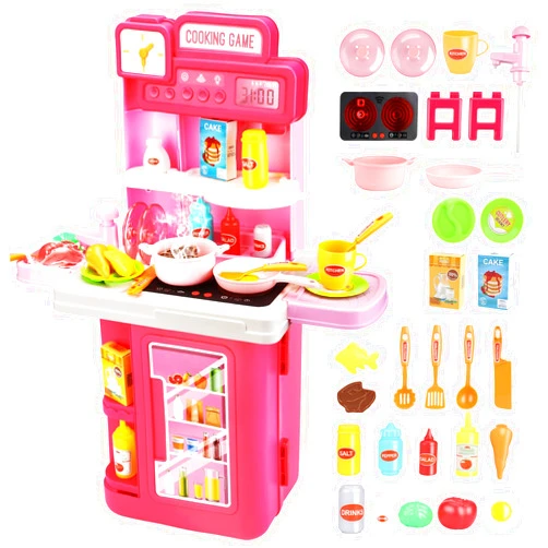 Deejoy 4 in 1 Kitchen Playset,41pcs Kitchen Toys with Realistic Lights & Sounds,Simulation of Spray and Play Sink,Pretend Play Food Accessories for Toddler.