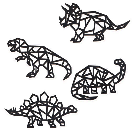 PEUTIER Dinosaur Wall Decor, 4pcs Dino Room Wall Decor Wooden Bathroom Decoration Wall Art Decor for Boys Girls Bedroom Nursery Room Living Room (Black)