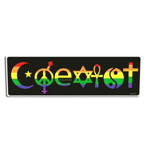 Gear Tatz - Rainbow Coexist - Bumper Sticker - 3 X 10 inches - Professionally Made in The USA - Vinyl Decal