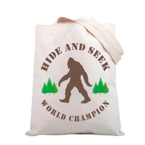 BDPWSS Sasquatch Tote Bag Cryptozoology Bag Cryptid Creatures Gift Bigfoot Hide And Seek Champions Funny Sasquatch Handbag