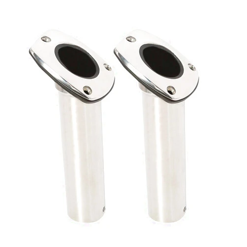 NovelBee 2-Pack Heavy Duty 316 Stainless Steel Fishing Rod Holders Flush Mount 30 Degree withLiner,Gasket (Without Cap)