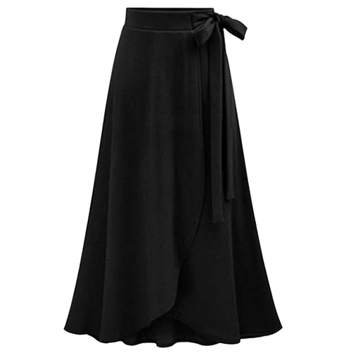 Fonma Fashion High Waist Skirt Female Irregular Split Bandage Skirt Long Skirt 3X Black