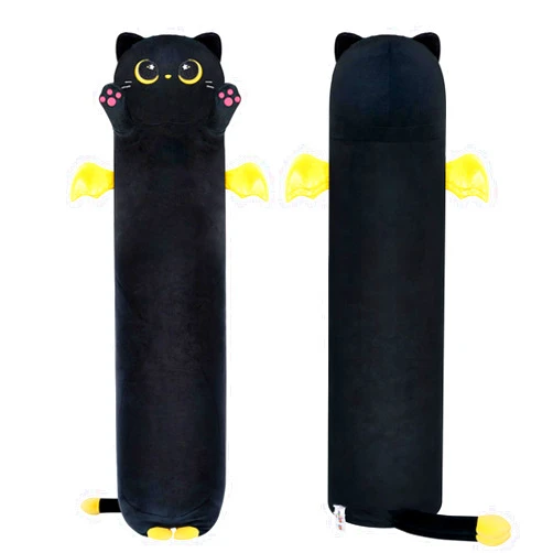 Mewaii Long Cat Plush Body Pillow, 20” Cute Black Cat Stuffed Animals Plushies, Kawaii Big Squishy Plush Toys Gift for Kids Girls Boys