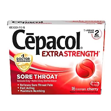 Cepacol Extra Strength Sore Throat & Cough Drop Lozenges, Cherry 16ct