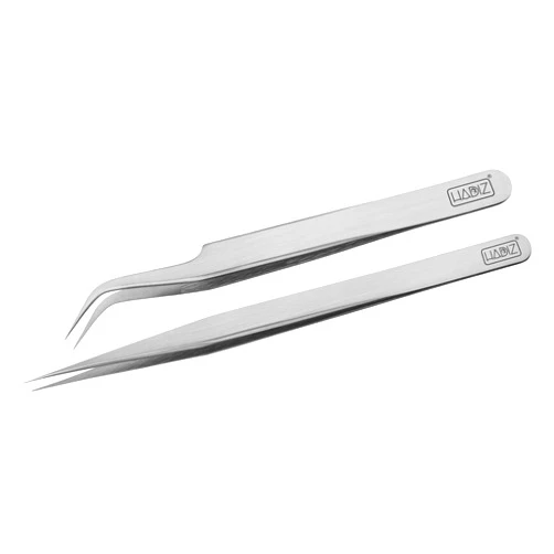 HADIZ Precision Tweezers Stainless Steel Extra Fine Pointed & Curved Tweezer for Craft Hobby Electronics Soldering Experimental Work Jewelry-Making Industrial Tweezer(2 pcs)