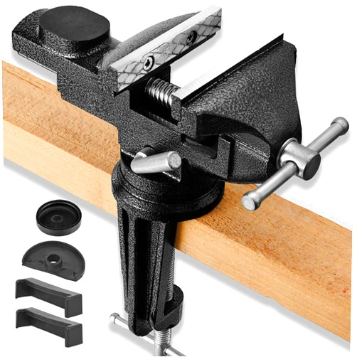 STEINBRÜCKE Table Vise or Bench Vise Universal, 360° Swivel Clamp-On Vise Portable Home Vice 3.2'' for Woodworking, Cutting Conduit, Drilling, Metalworking
