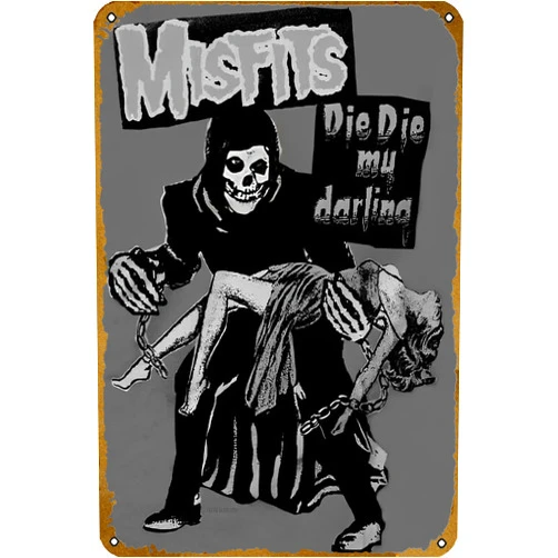 KNIOIL Arte Music The Misfits Punk Rock Band Poster Bar Pub Cafe Wall Vintage Karaoke Retro Metal Tin Sign Man Cave Decor Rock 8x12 inch