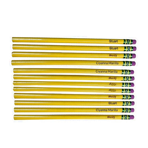 Bird's Wood Shack Birds Wood Shack Custom Engraved Pencils - Pack of 12 Personalized Pencils with Rubber End Tips Yellow 12 Pack