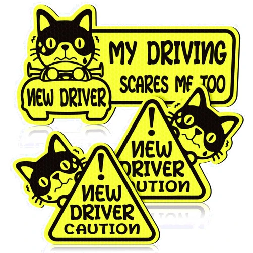 Tallew Set of 3 Reflective Student Driver Magnet for Car New Driver Sticker Please Be Patient Sign Keep Distance Sticker Decal Automotive Magnets Safety Sign Car Bumper Magnet Vehicle Sign (Funny Style)