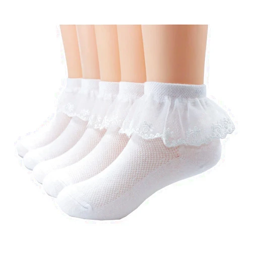 Xiyadun 5 Pairs Toddler Baby & Child Girls Ruffle Lace Ankle Cotton Dress Socks