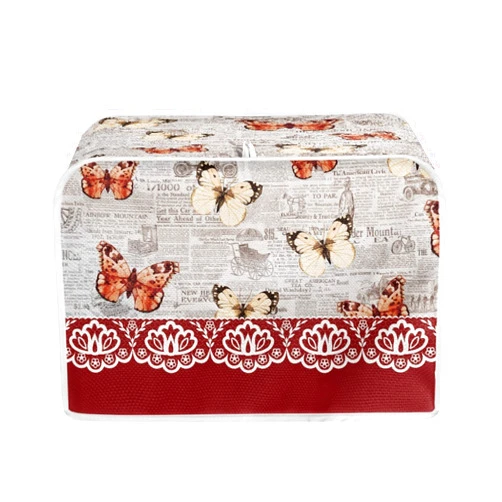 Salabomia Retro Butterfly Toaster Dust Cover 2 Slice, Newspaper Print Anti-Sputtering Toaster Covers, washable Decorative Bread Toaster Cover, Dust fingerprint Protection for Toasters Bread Maker