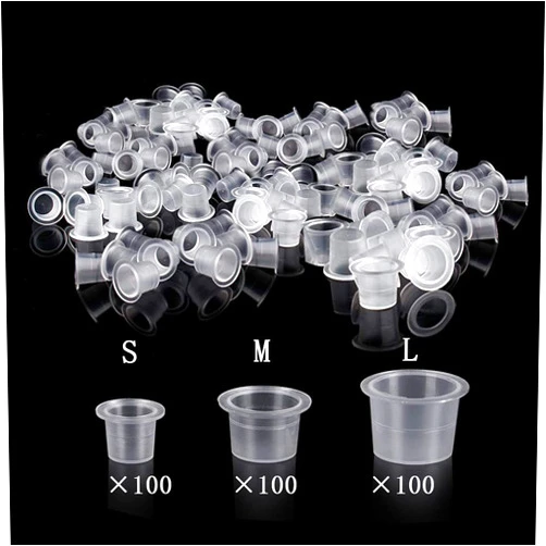 UPTATSUPPLY Tattoo Ink Cups 300Pcs Mixed Size Permanent Makeup Pigment Clear Holder Container Cap Tattoo Accessory