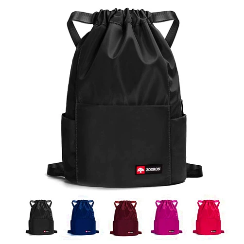 ZOORON Waterproof Drawstring Gym Backpack Bag for Men & Women, Sport Gym Sack Mini Travel Daypack
