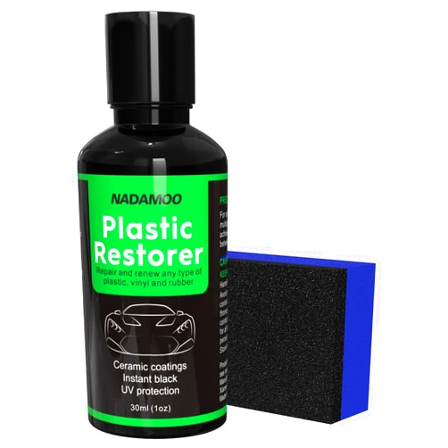 NADAMOO Plastic Restorer, Highly Concentrated Ceramic Coating for Cars, Back to Black Automotive Exterior and Interior Trim Scratch Remover Kit, Restore Faded Plastic, Vinyl & Rubber, 30ml