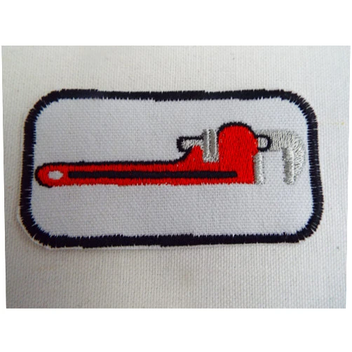 Generic Plumber's Red Monkey Wrench Embroidered Iron On Patch