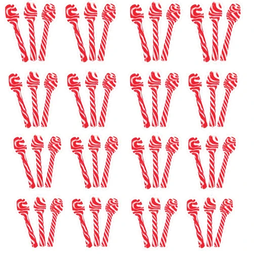 Spoons Candy Cane Peppermint Spoons - Edible Spoons - Hot Chocolate and Coffee - Bulk Children Christmas Favors, Birthday Goody Bag Filler, Stocking Stuffers (48 Spoons)